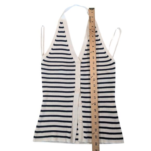 Abercrombie & Fitch Ribbed Halter Sweater Vest Navy Stripe Women’s Small - Picture 10 of 12